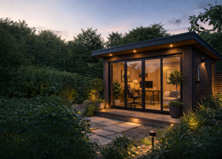 insulated garden room with electricity